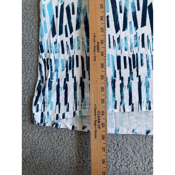 Weekends Chicos Top XL 3 Abstract Art Striped 3/4 Sleeve Green Beach Boho Shirt - Picture 13 of 16